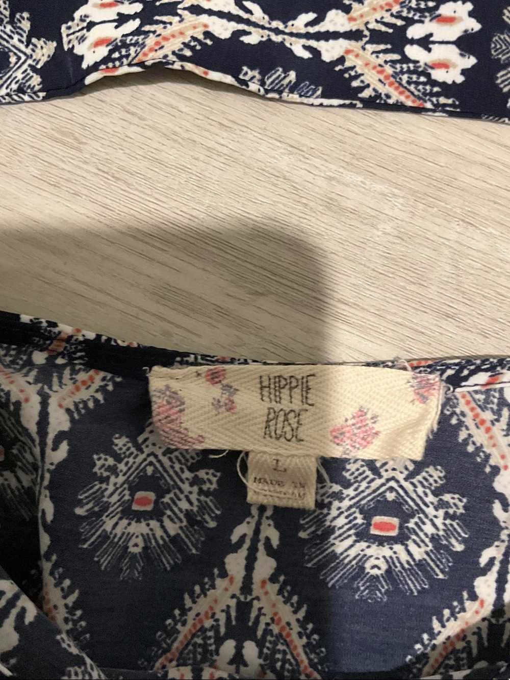 Hippie Rose Navy, Coral & White Printed Cap-Sleeve Mini Dress - Picture 3 of 4